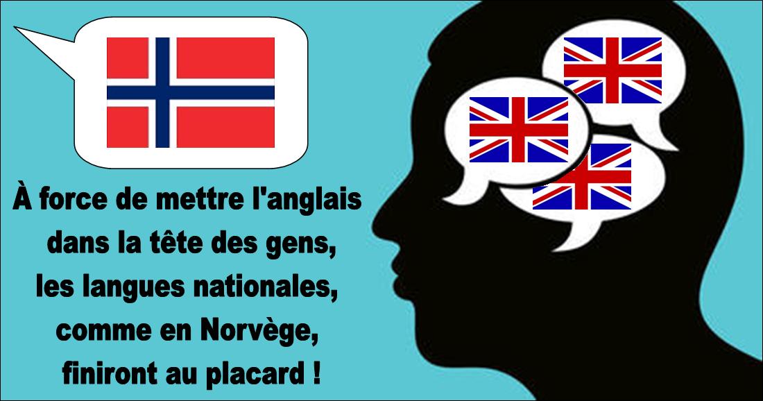  force de mettre l'anglais dans la tte des gens comme en Norvge les langues nationales finiront au placard