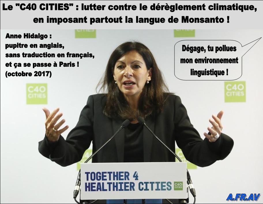 Anne Hidalgo, maire de Paris, et la langue de Monsanto au C40 Cities
