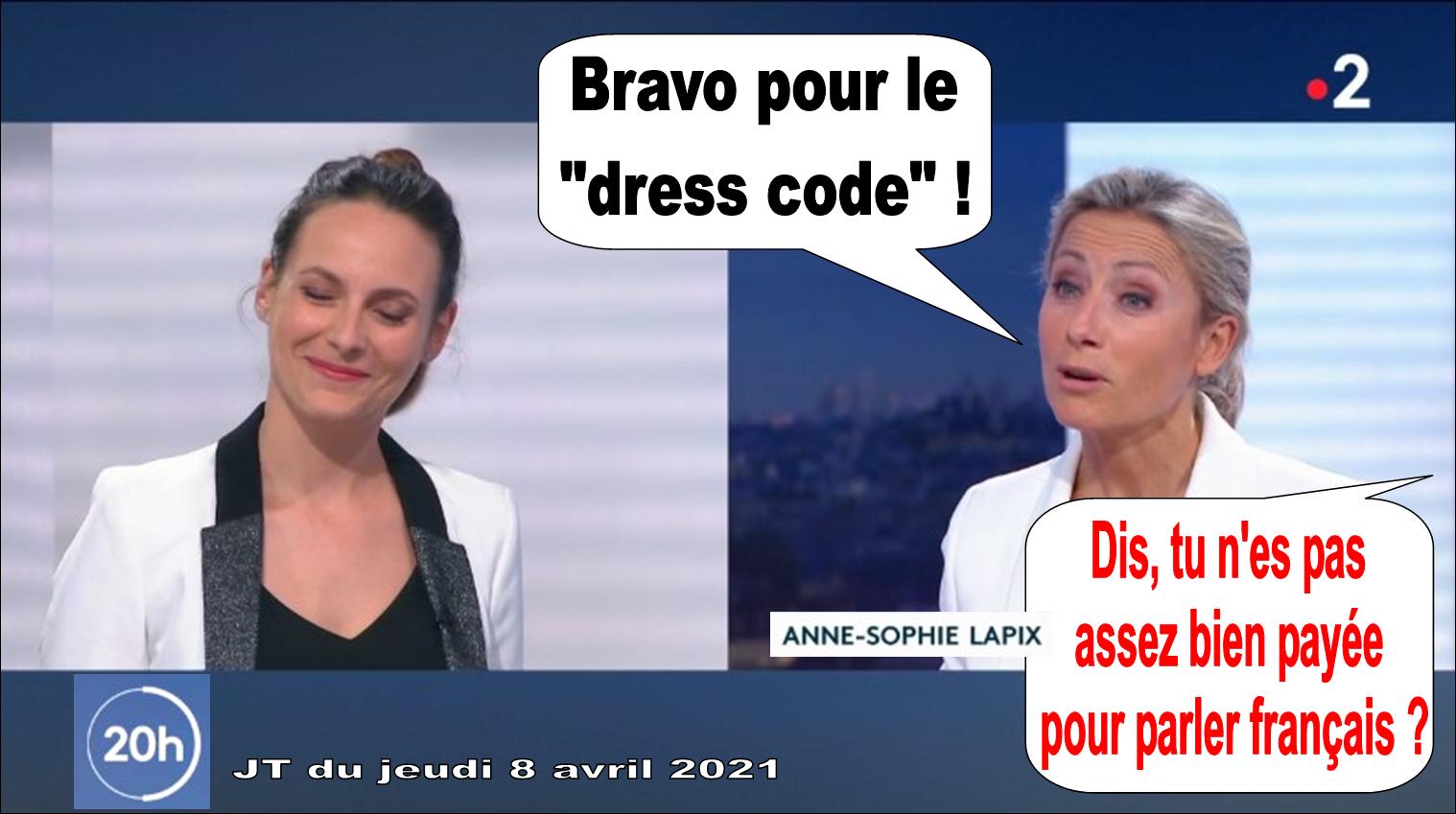 Anne-Sophie Lapix et Justine Weyl au JT de 20h de France 2
