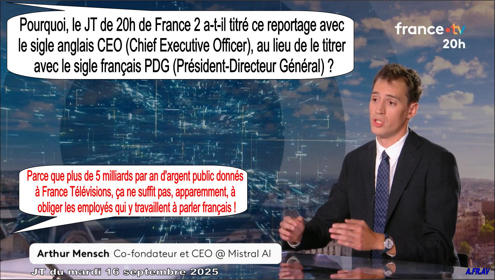 Arthur Mensch, Léa Salamé, JT de 20h, France 2