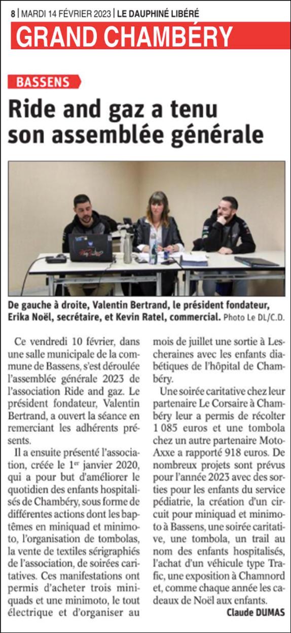 Association Ride and Gaz, Bassens, Valentin Bertrand, Erika Noel, Kevin Ratel