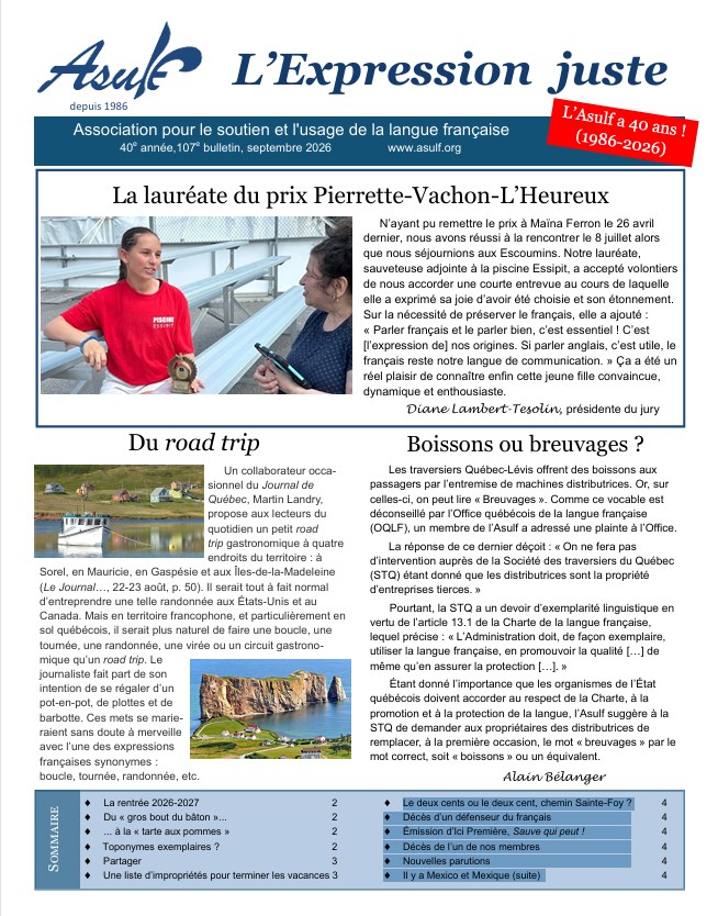 ASULF, Qu�bec, Langue fran�aise, 