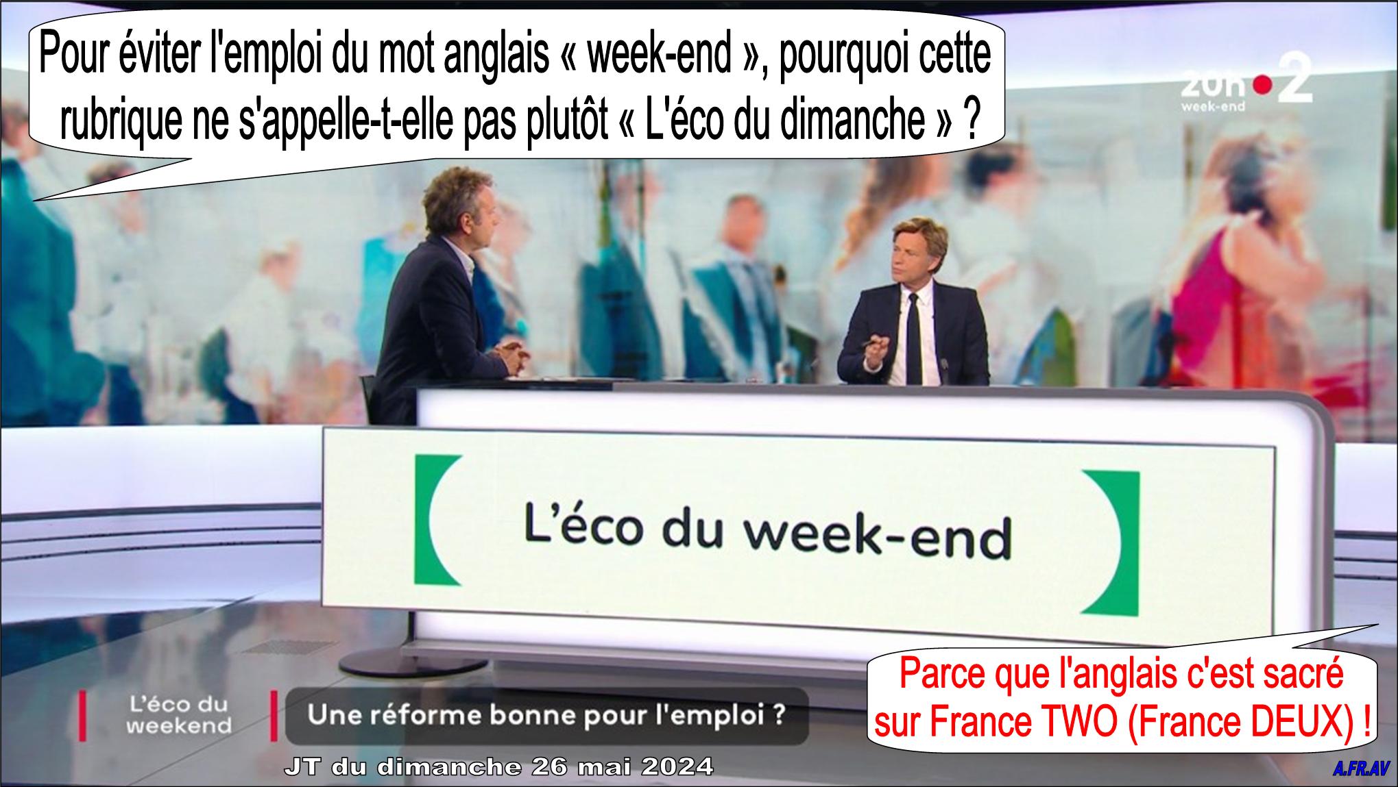 Axel de Tarlé, Laurent Delahousse, l'Eco du week-end, France 2, JT de 20 heures