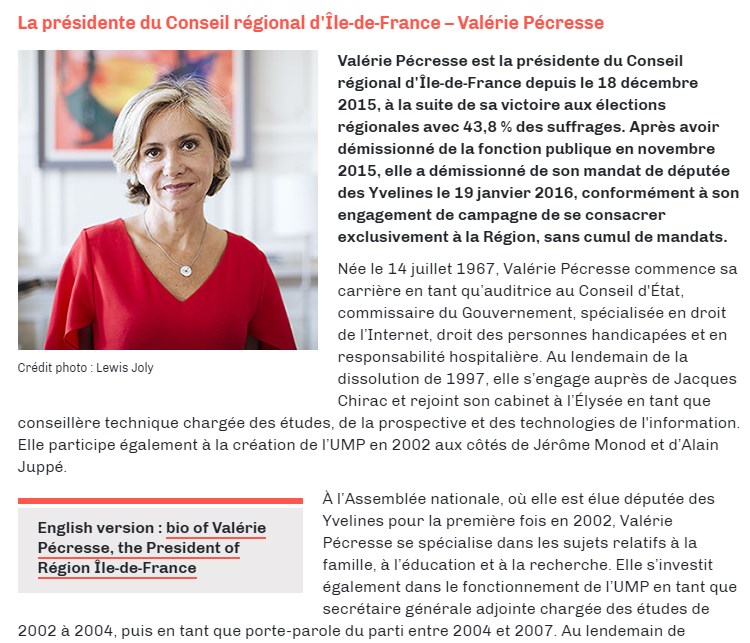 Biographie de Valérie Pécresse en bilingue français-anglais