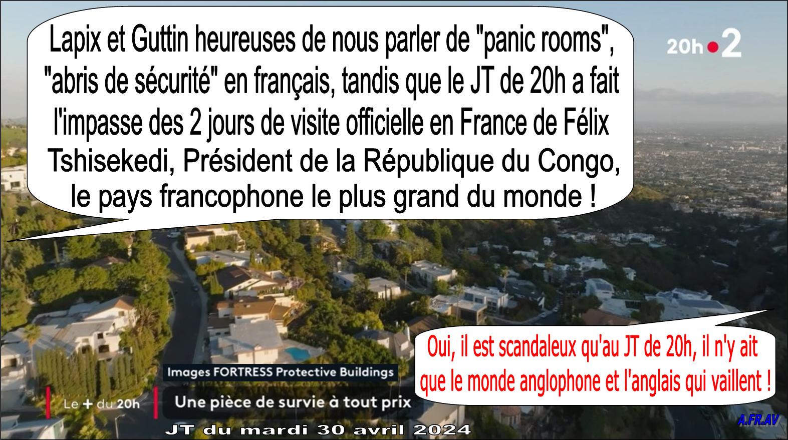 Camille Guttin, Anne-Sophie Lapix et Félix Tshisekedi, Président de la République du Congo, JT de 20h de France 2