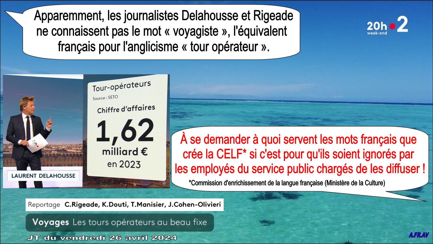 Camille Regeade Laurent Delahousse et les voyagistes aux actualités de 20 heures de France 2