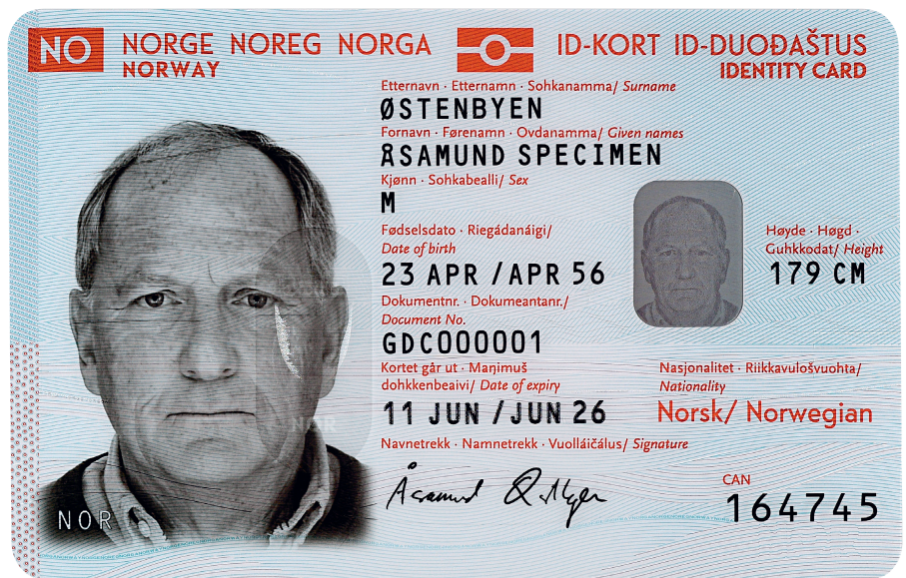 Carte d'identité de Norvège