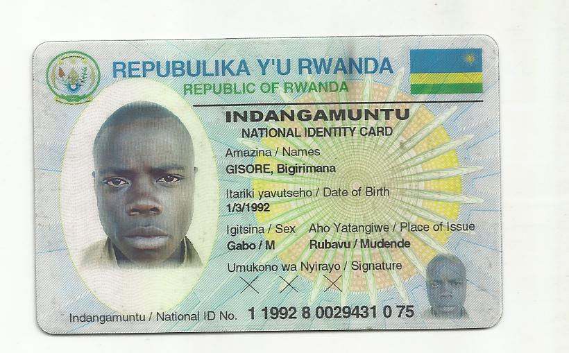 Carte d'identit rwandaise o tout est crit en anglais