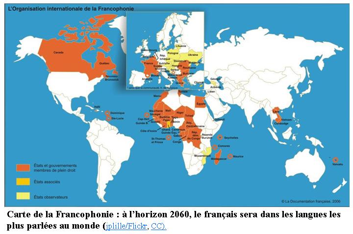 Carte de la Francophonie en 2060