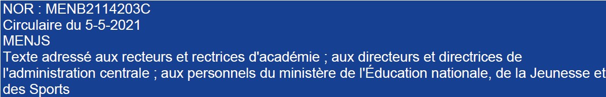 Circulaire du-5 mai 2021 du ministre Jean-Michel Blanquer proscrivant l'écriture inclusive de l'enseignement