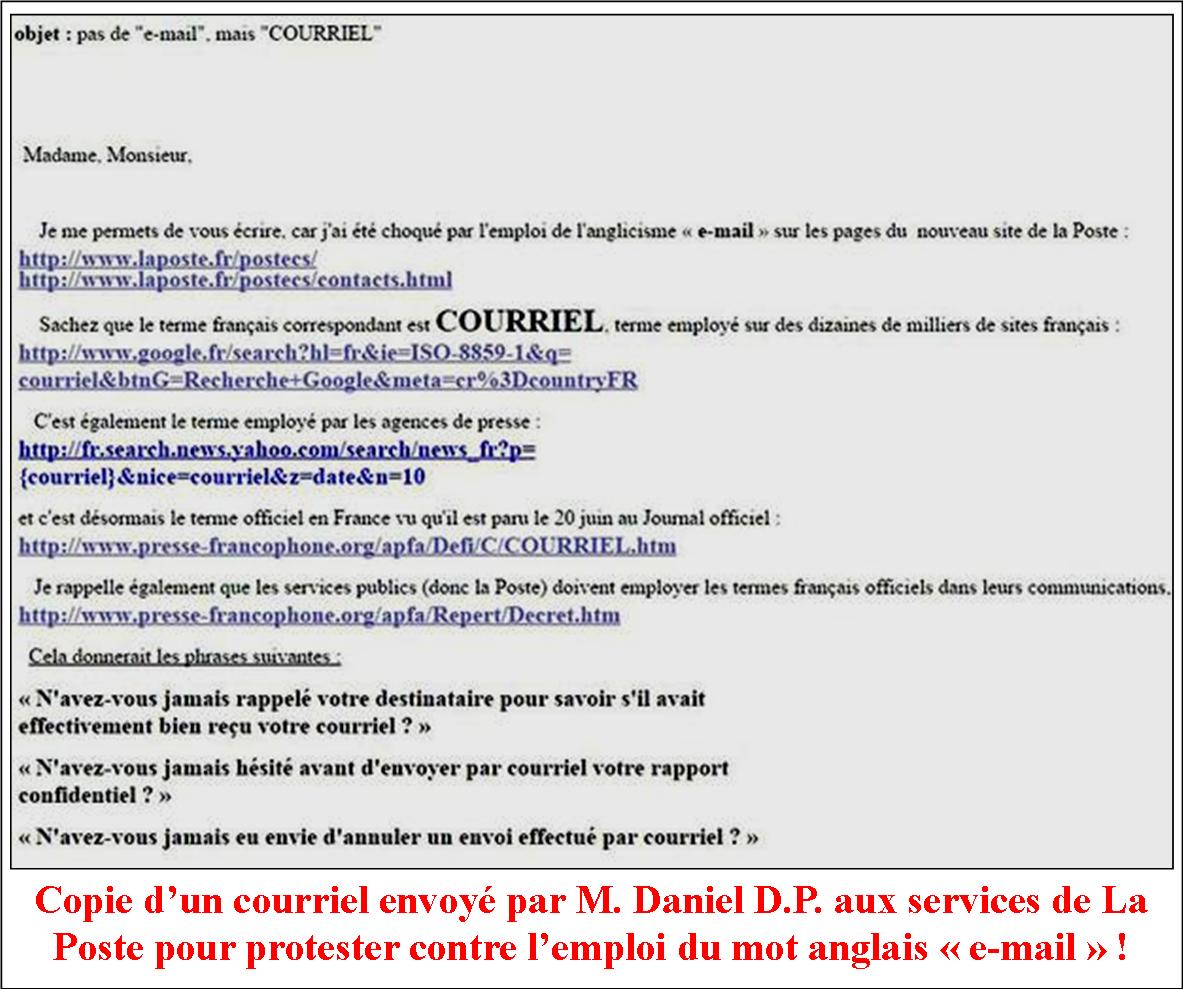 Protestation contre l'emploi du mot anglais 