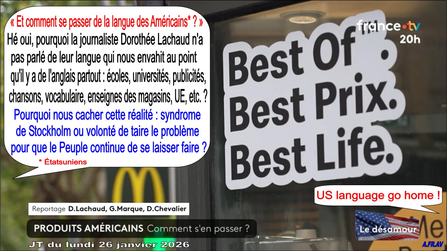 Dorothée Lachaud, US language go home, JT de 20h, France 2