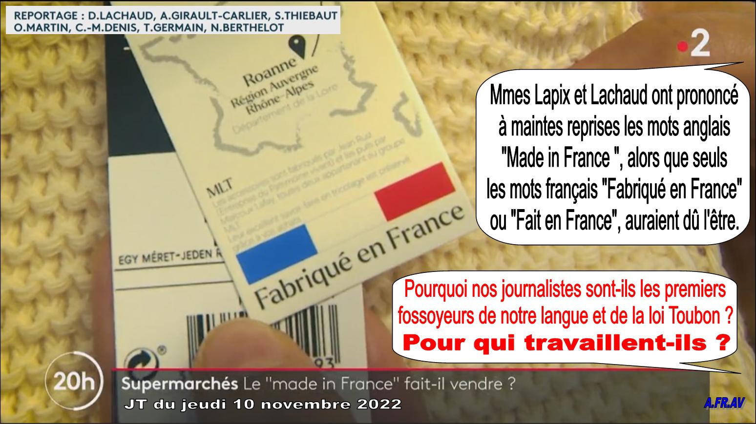 Dorothée Lachaud, Anne-Sophie Lapix et le Fabriqué en France, JT de 20h de France 2