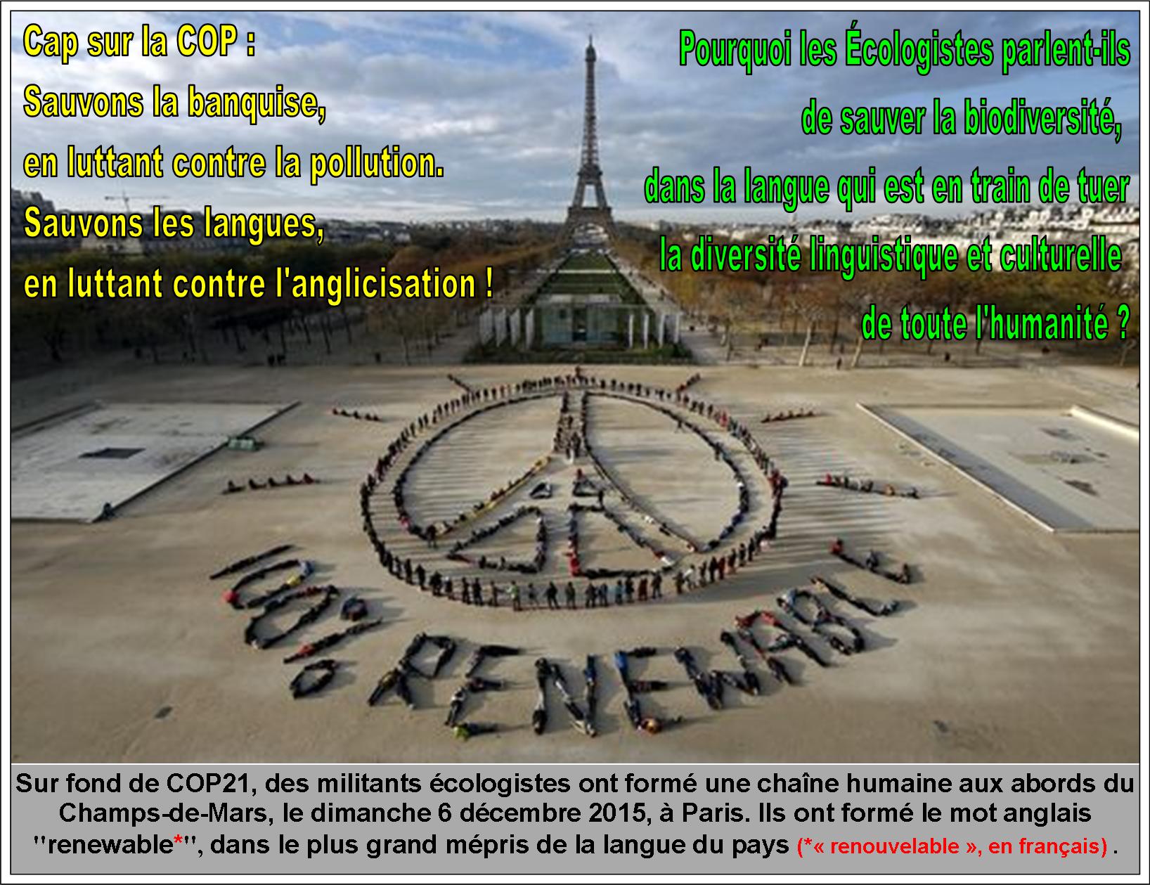 100% renouvelable, chane humaine  Paris, COP21