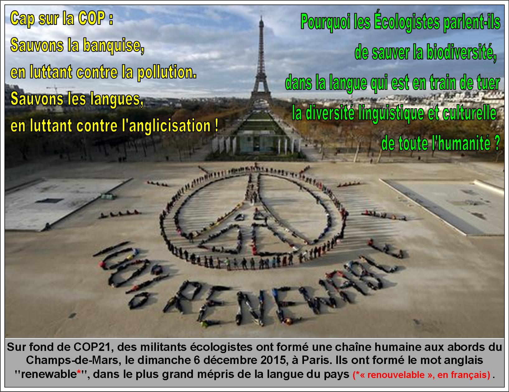 100% renouvelable, chaîne humaine à Paris, COP21