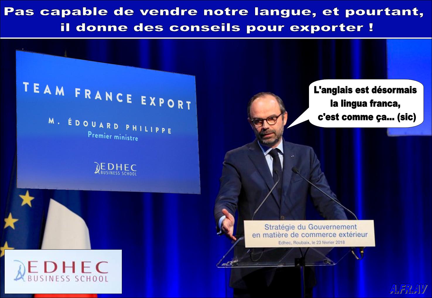 Edouard Philippe à EDHEC de Lille langue française et langue anglaise