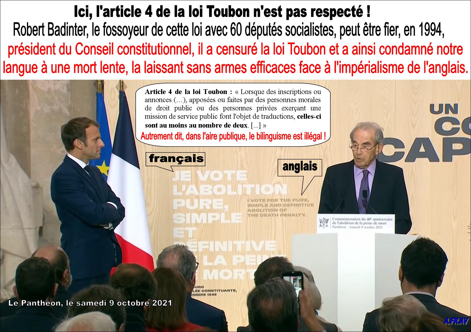 Robert Badinter, fossoyeur de la Loi Toubon