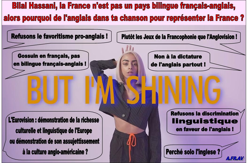 non au bilinguisme français-anglais de Bilal Hassani à l'Eurovision