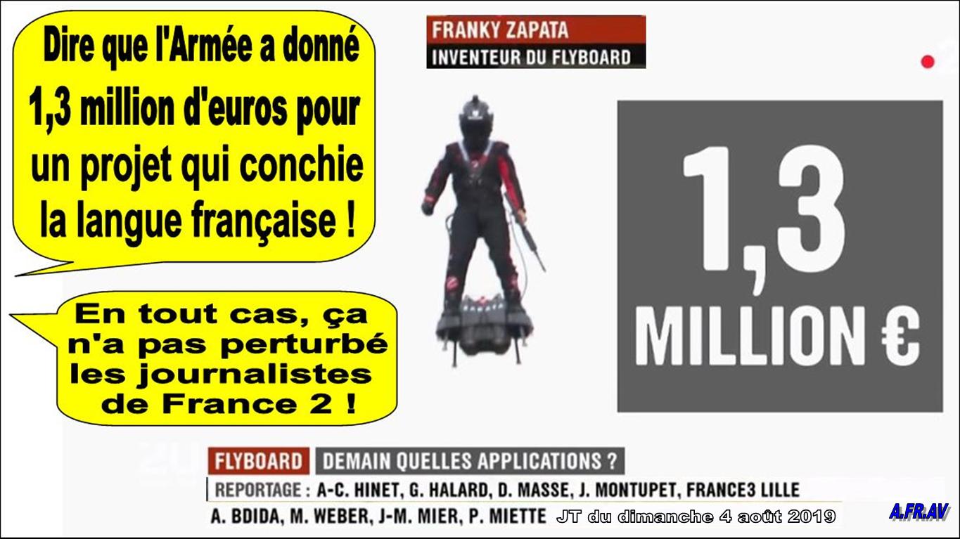 Franck Zapata, le Flyboard, le 20h de France 2
