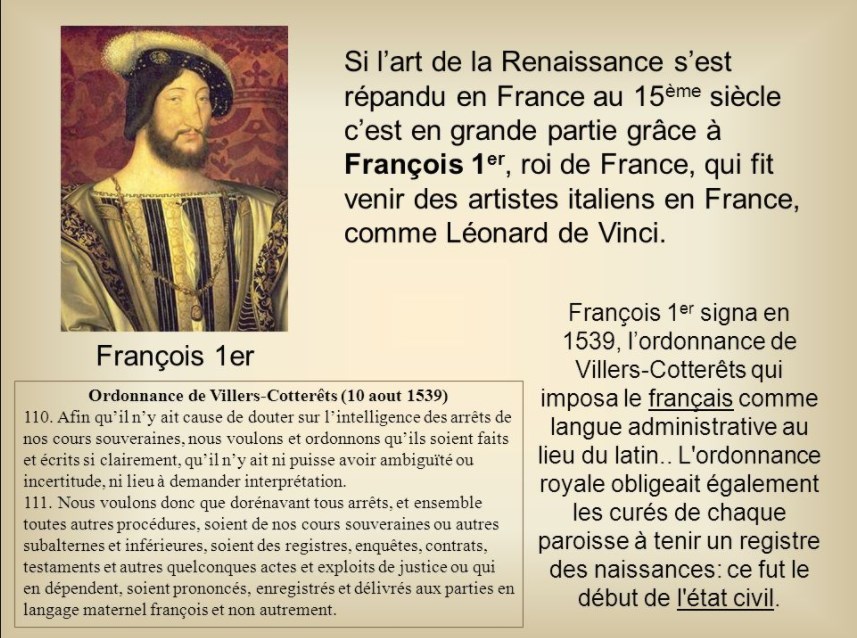 François 1er et l'ordonnance de Villers-Cotterêts