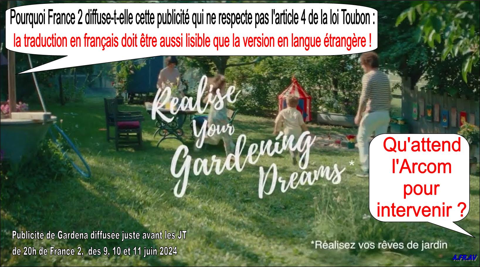 Gardena et la loi Toubon non respectée sur France 2 de France Télévisions