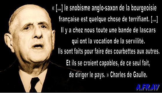 Le Général Charles De Gaulle et la servilité à l'anglais des Français