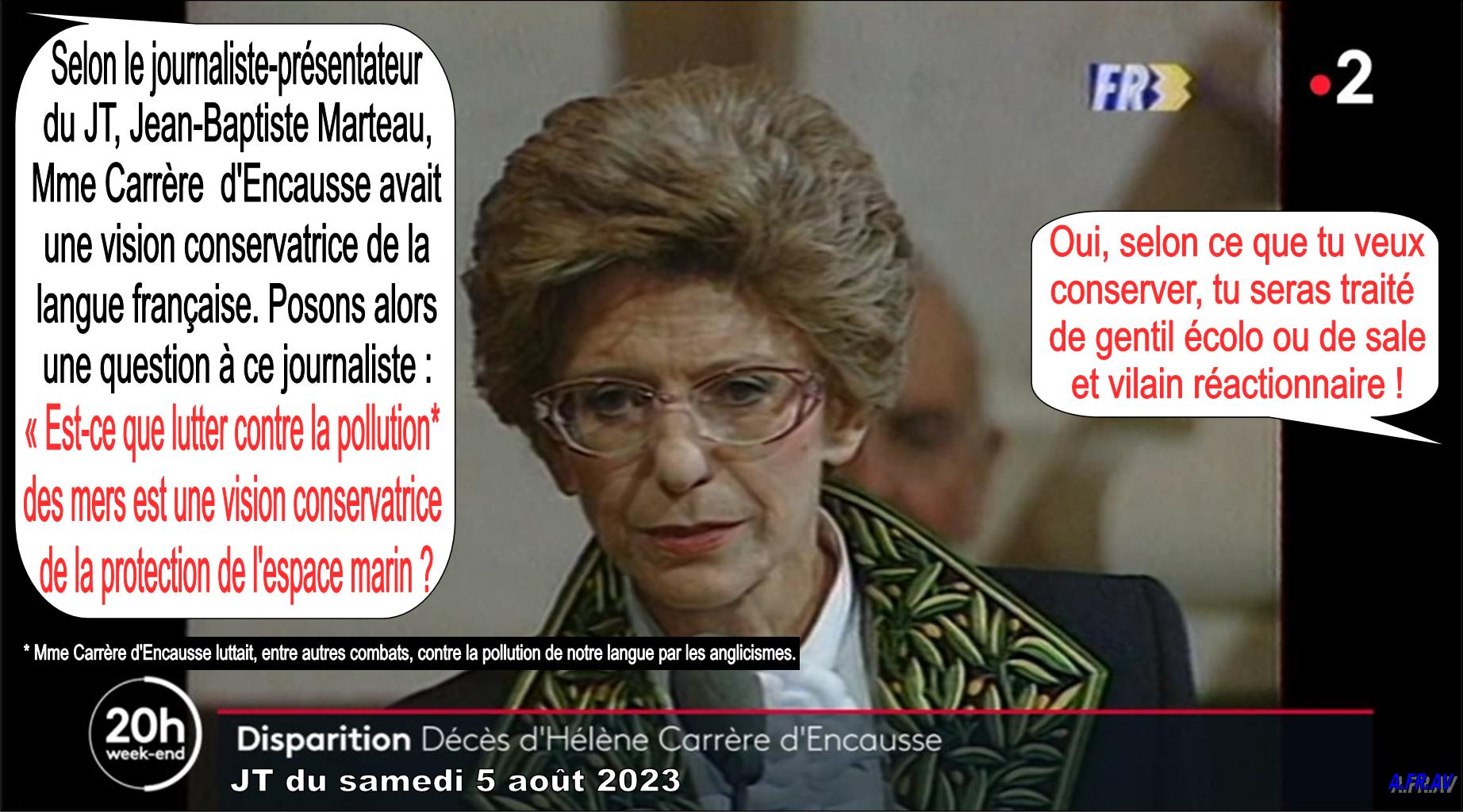 Hélène Carrère d'Encausse, la langue française et Jean-Baptiste Marteau au JT de 20h de France 2