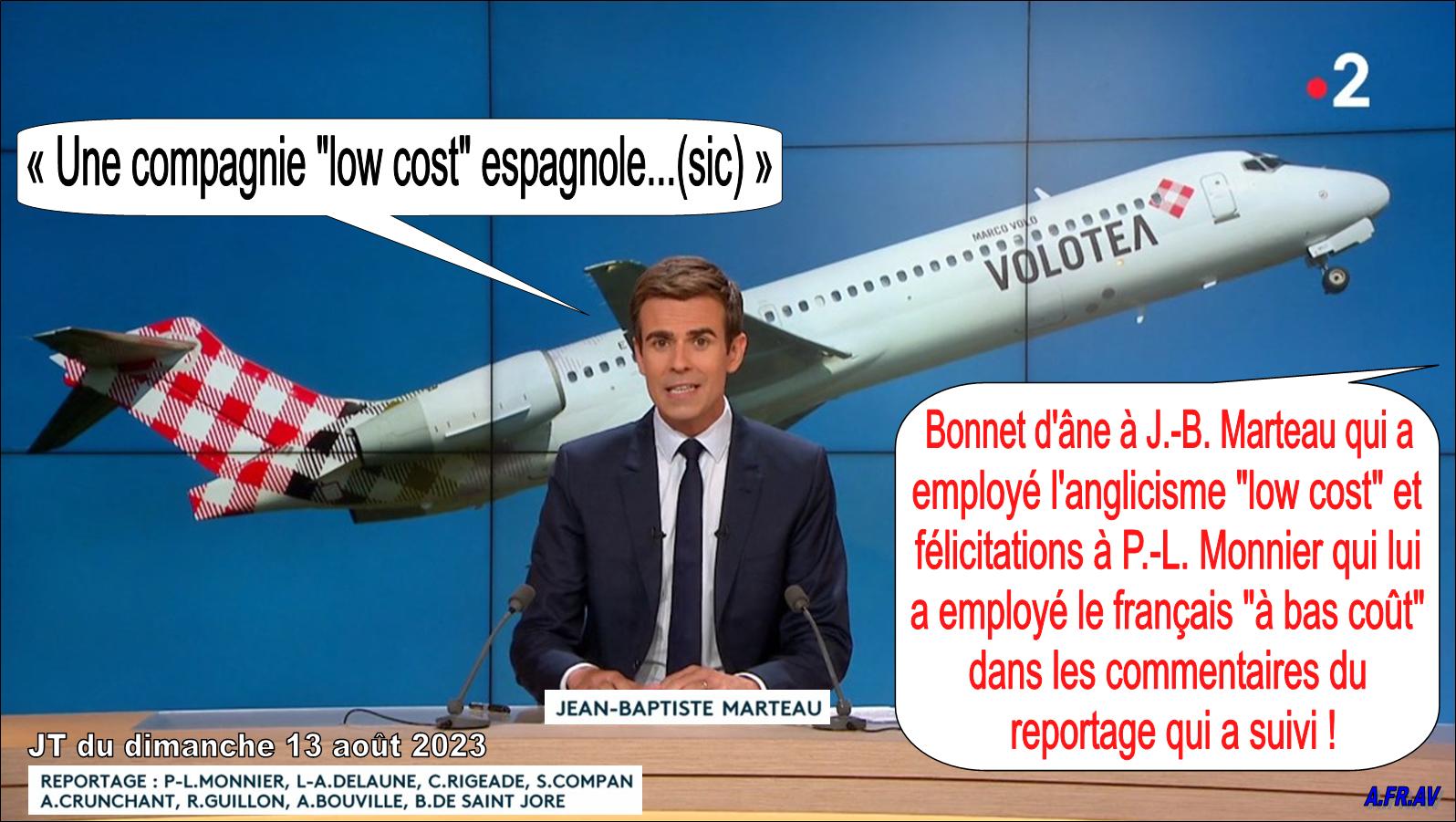 Jean-Baptiste Marteau et Paul-Luc Monnier sur Volotea, compagnie aérienne espagnole à bas-coût, JT de 20h de France 2