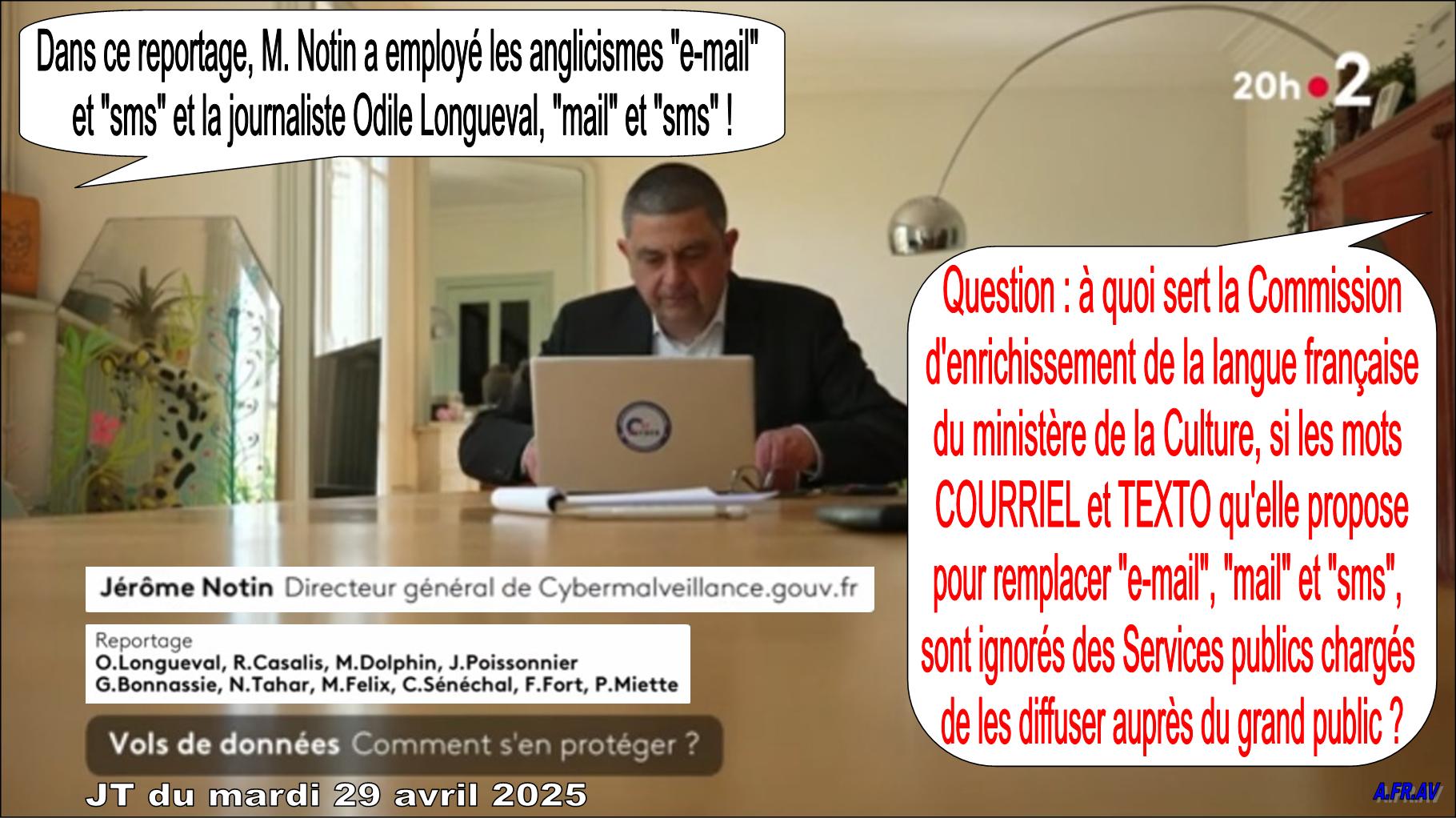 Jérôme Notin, Odile Longueval, anglicismes, langue française, France 2
