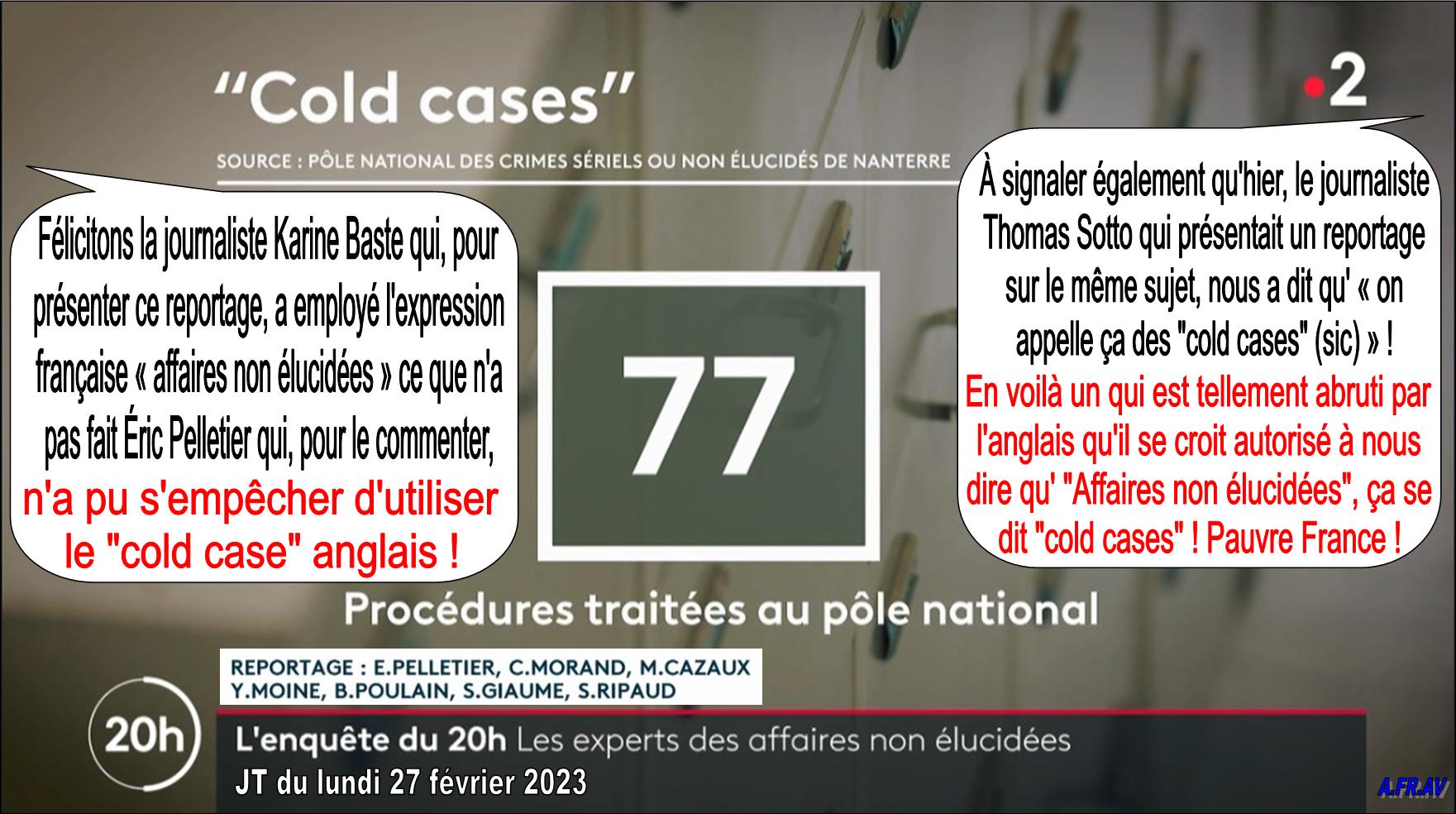Karine Baste et Thomas Sotto, affaires non élucidées, JT de 20h, France 2, France Télévisions