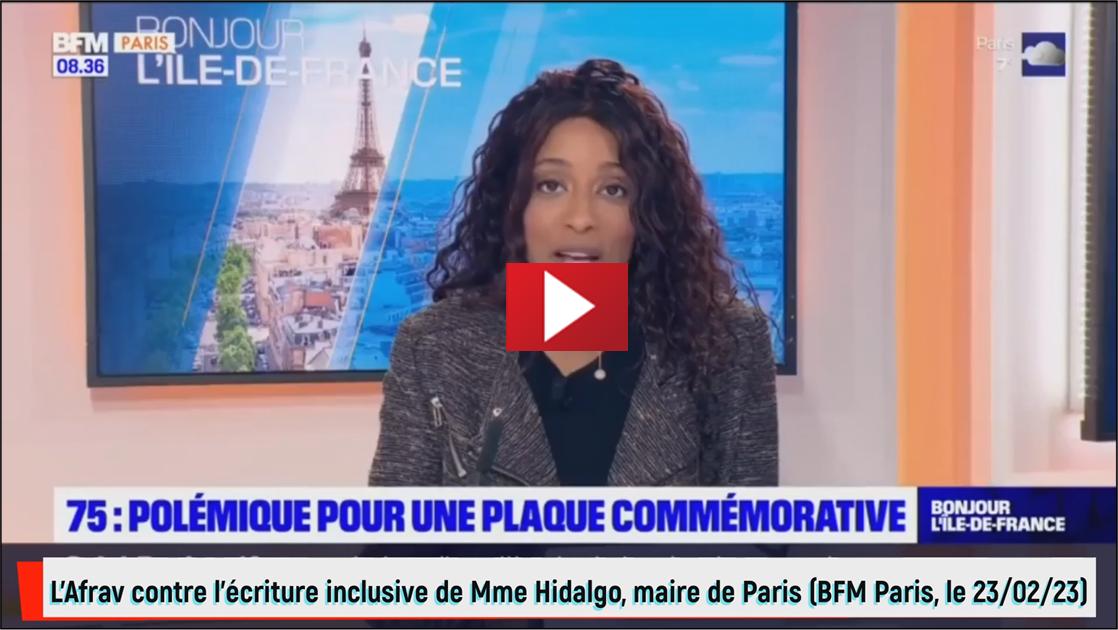 L'Afrav contre l'écriture inclusive de Madame Anne Hidalgo, le maire de Paris