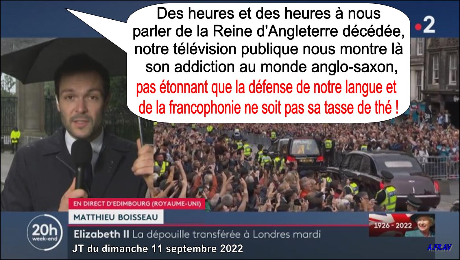 La mort de la Reine d'Angleterre au JT de 20h de France 2, France Télévisions