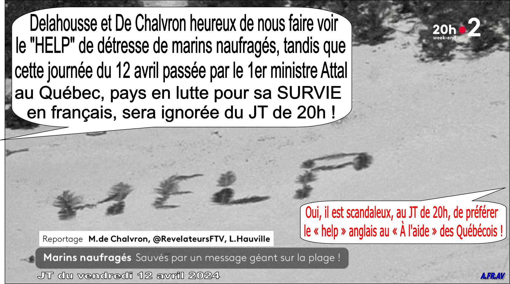 Laurent Delahousse et Marc de Chalvron et le help anglais au JT de 20h de France 2