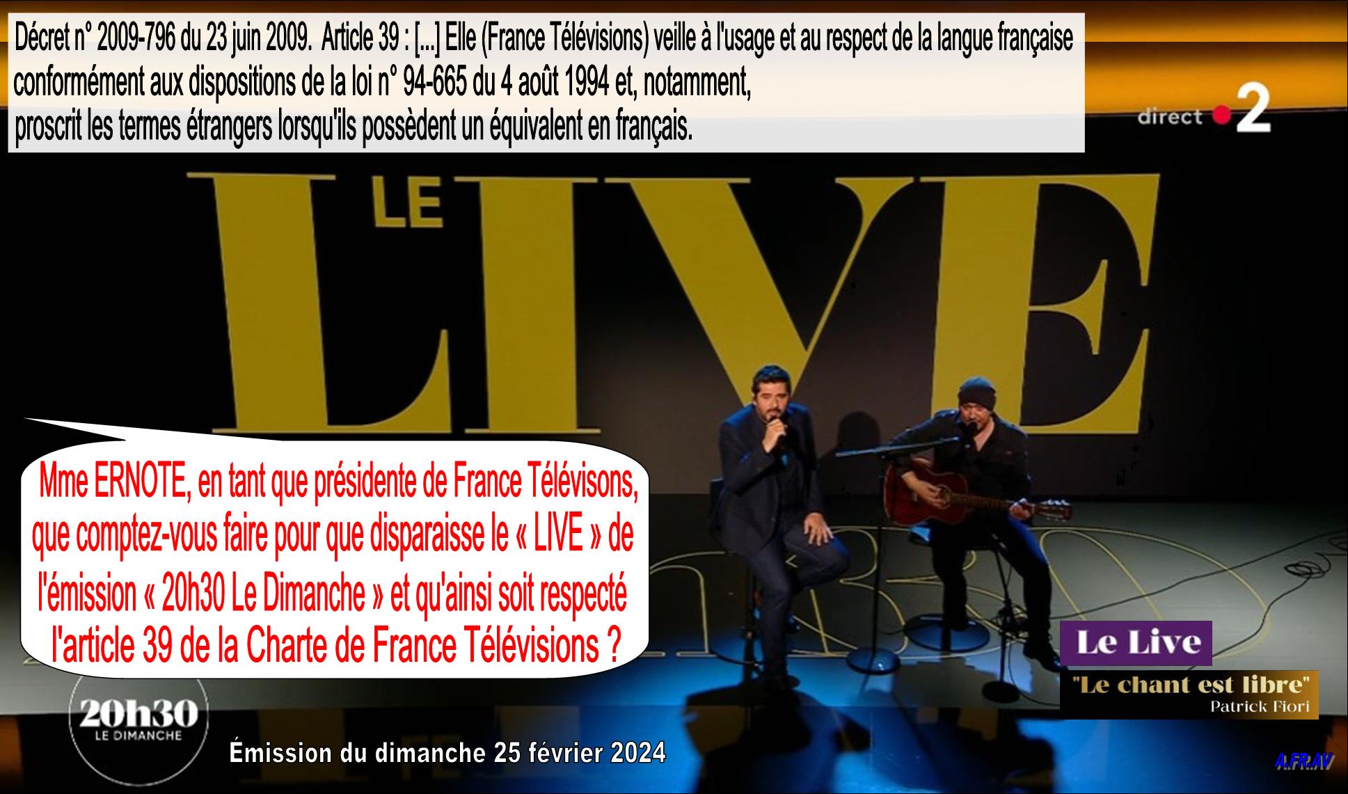 Laurent Delahousse, émission 20h30 le dimanche sur France 2 avec Patrick Fiori