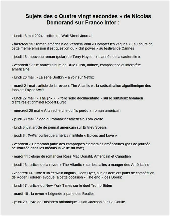 Les 80 secondes de Nicolas Demorand sur France Inter