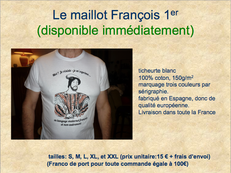 Maillot Franois 1er pour la langue franaise