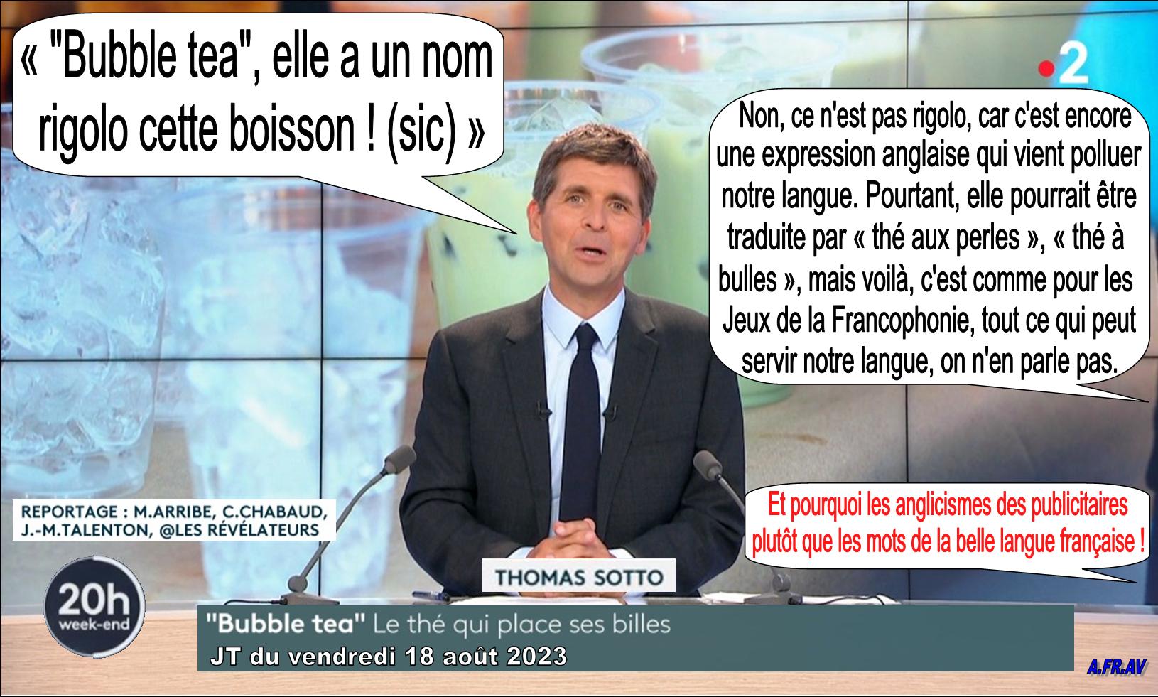 Manon Arribe, Catherine Chabaud, Jean-Marc Talenton, Bubble tea, JT de 20h de France 2