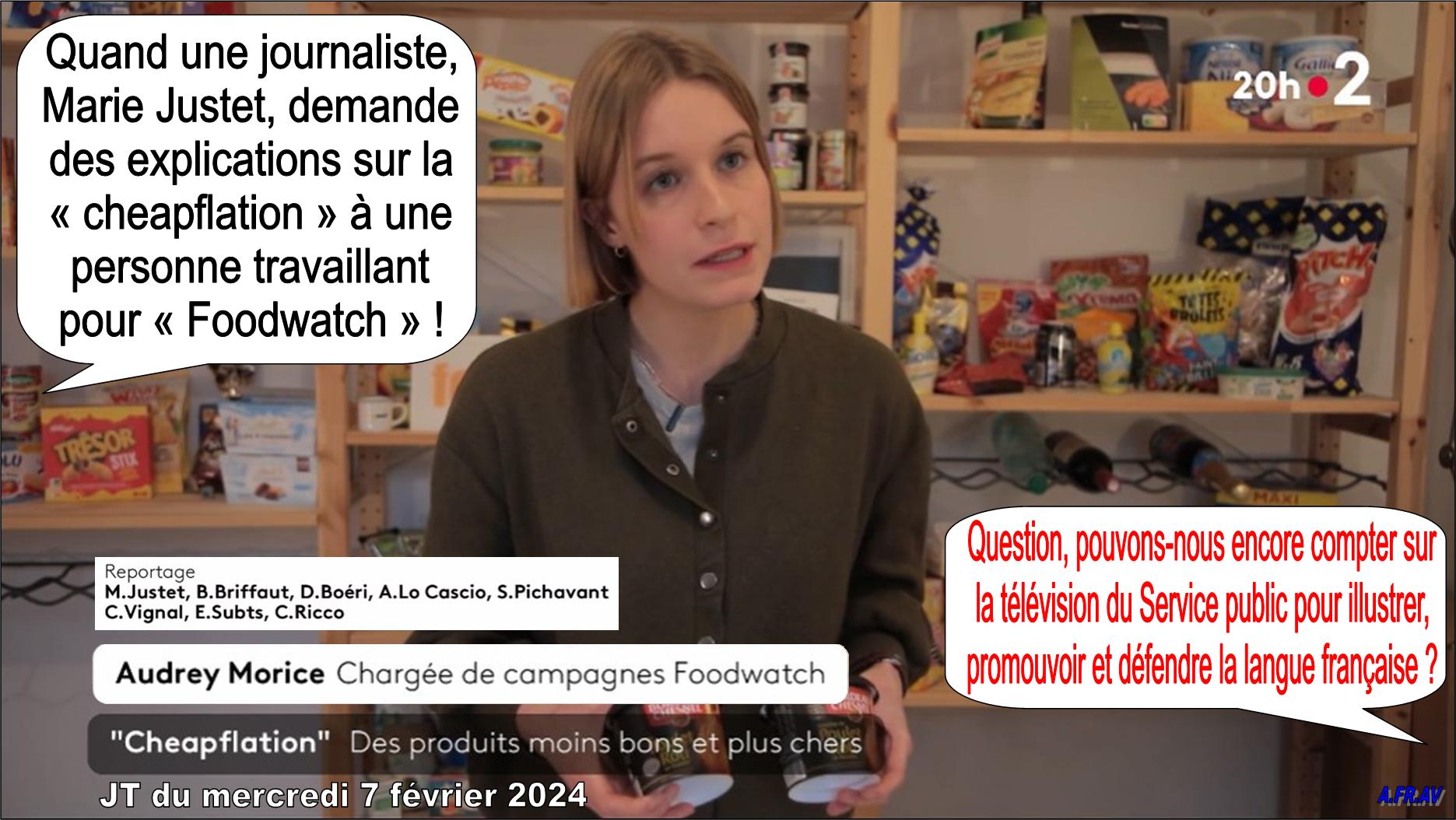 Marie Justet, Audrey Morice, Cheapflation Foodwatch JT de 20h de France 2