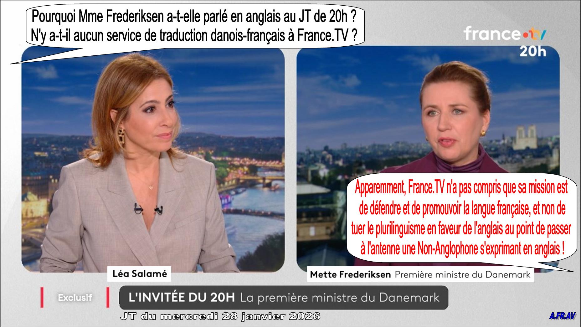 Mette Frederiksen, Léa Salamé, JT de 20h, France 2