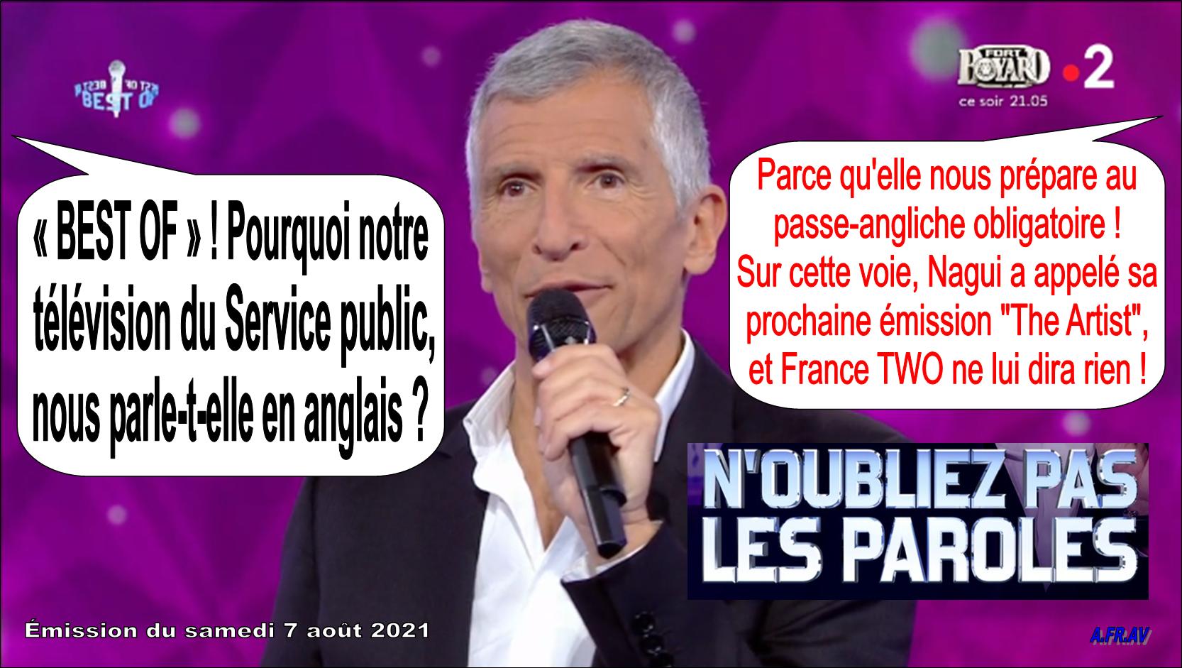 Nagui, N'Oubliez Pas les Paroles, THE ARTIST, France Télévisions, anglicisation