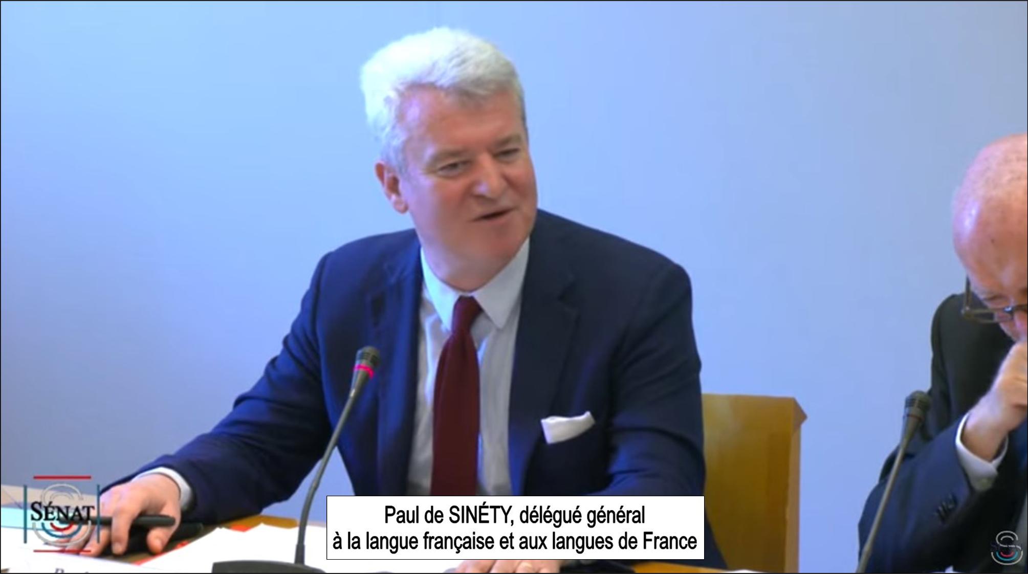 Paul de Sinéty au sujet de l'article 14 de la loi Toubon lors de l'audition au sénat du 31 mai 2023