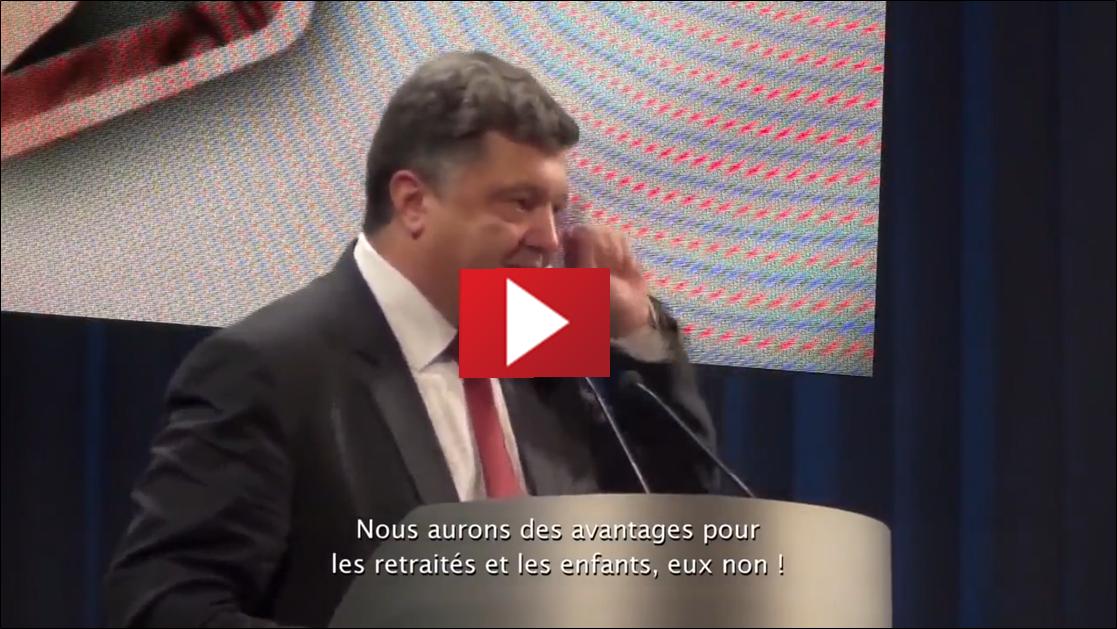 Petro Porochenko en exercice maltraitant les Russophones d'Ukraine, décembre 2014