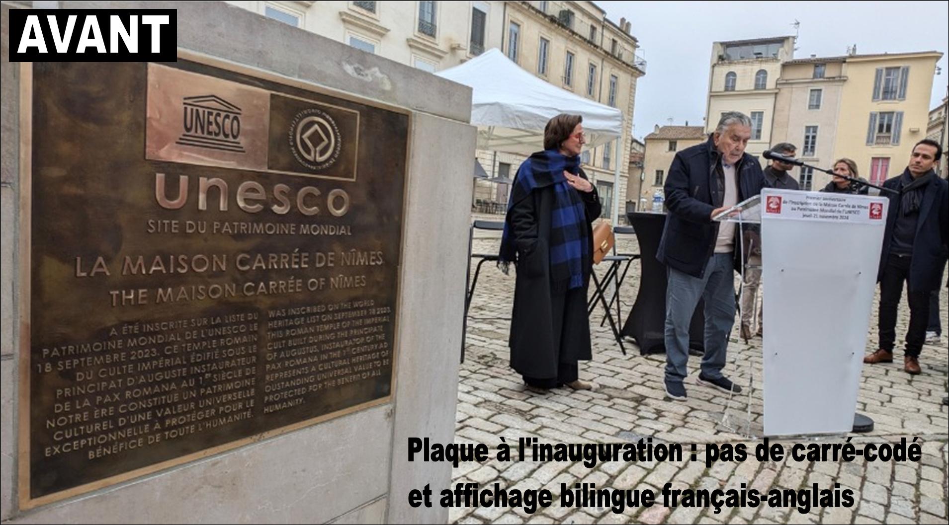 Plaque, UNESCO, Maison Carr�e, inauguration, N�mes, Jean-Paul Fournier, 