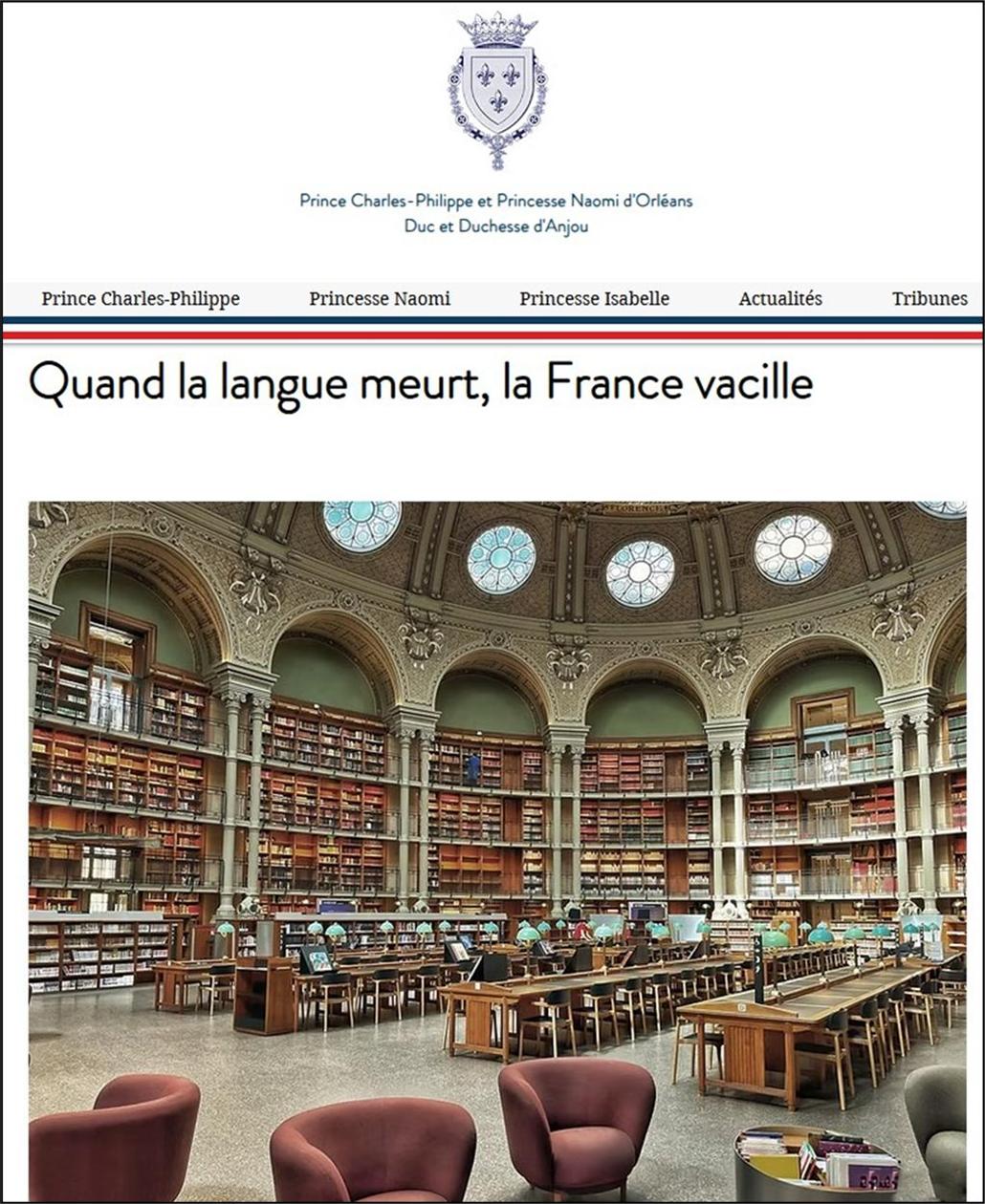 Prince Charles-Philippe,  Duc d'Anjou,  langue fran�aise