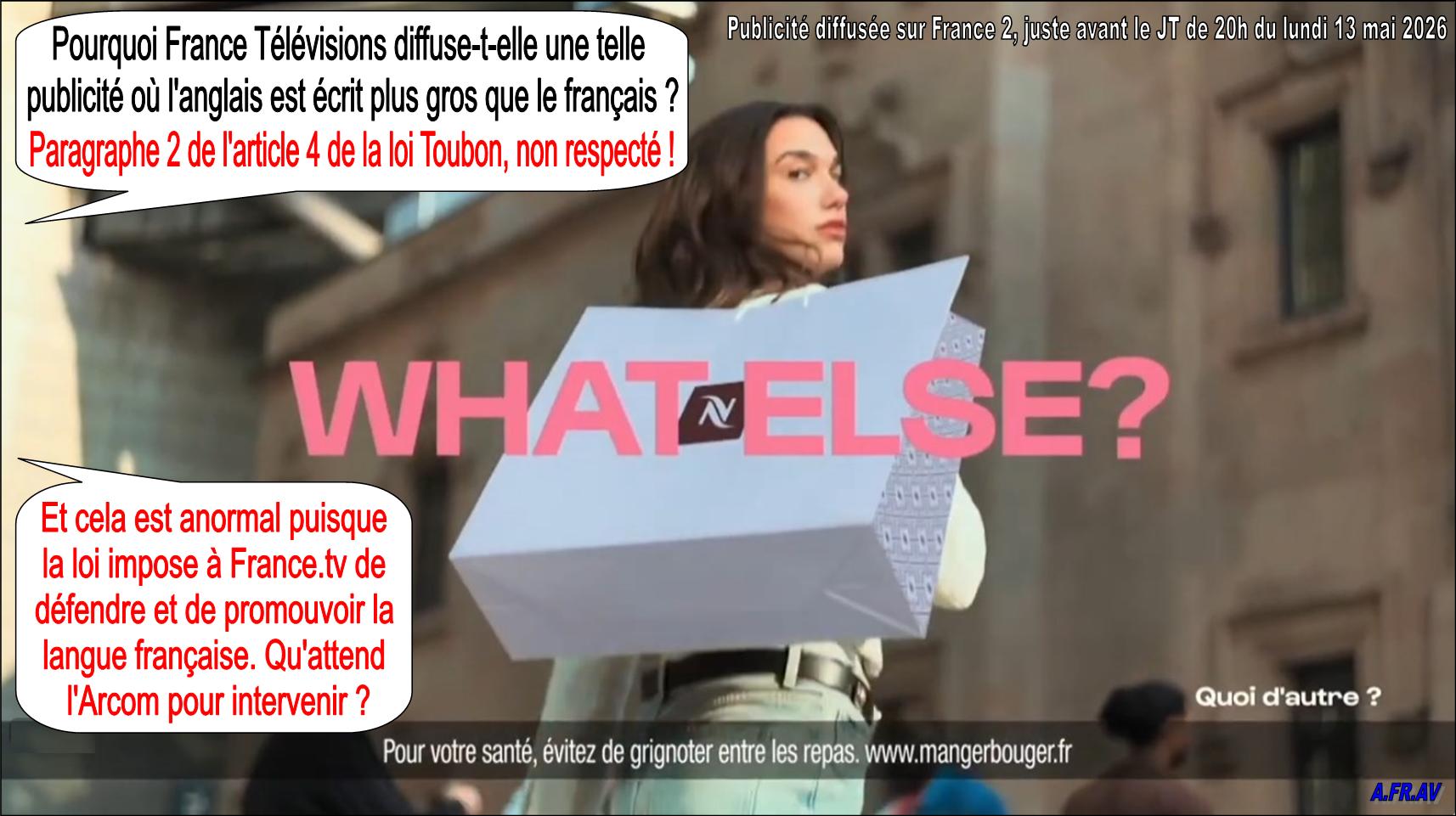 Publicité, France Télévisions, loi Toubon, Nespresso