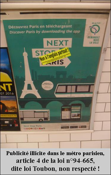Publicité illicite dans le métro parisien