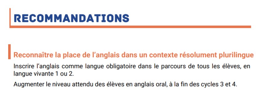 Rapport Taylor-Manes pour rendre l'anglais obligatoire dans les écoles françaises !