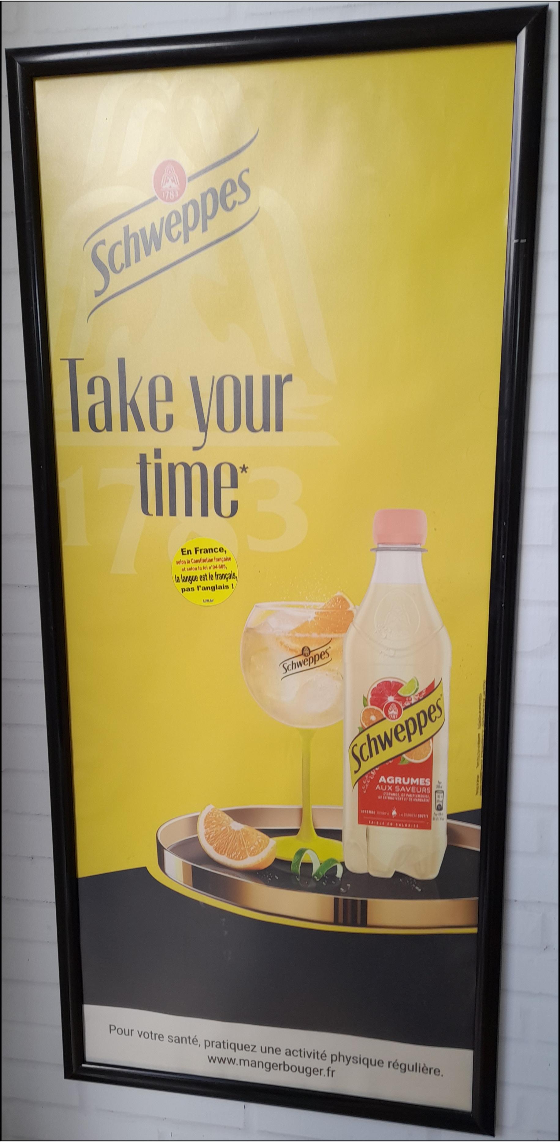 Schweppes affichage illégal au vu de l'article 4, paragraphe 2 de la loi Toubon