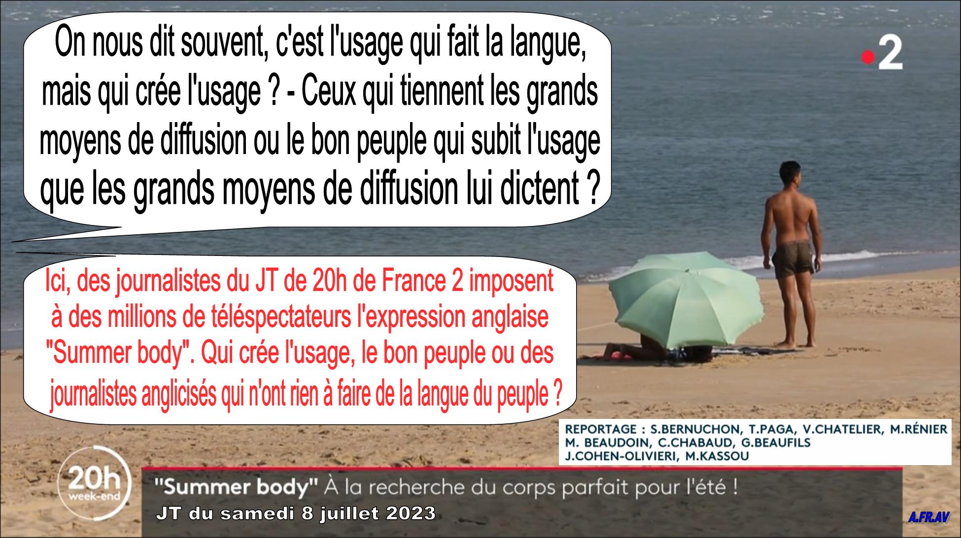 Summer Body, Sarah Bernuchon et Thomas Paga, JT de 20h de France 2, France Télévisions