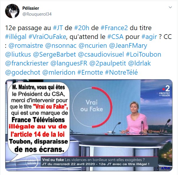 Le Vrai ou Fake du 20h de France 2 du mercredi-22-avril 2020